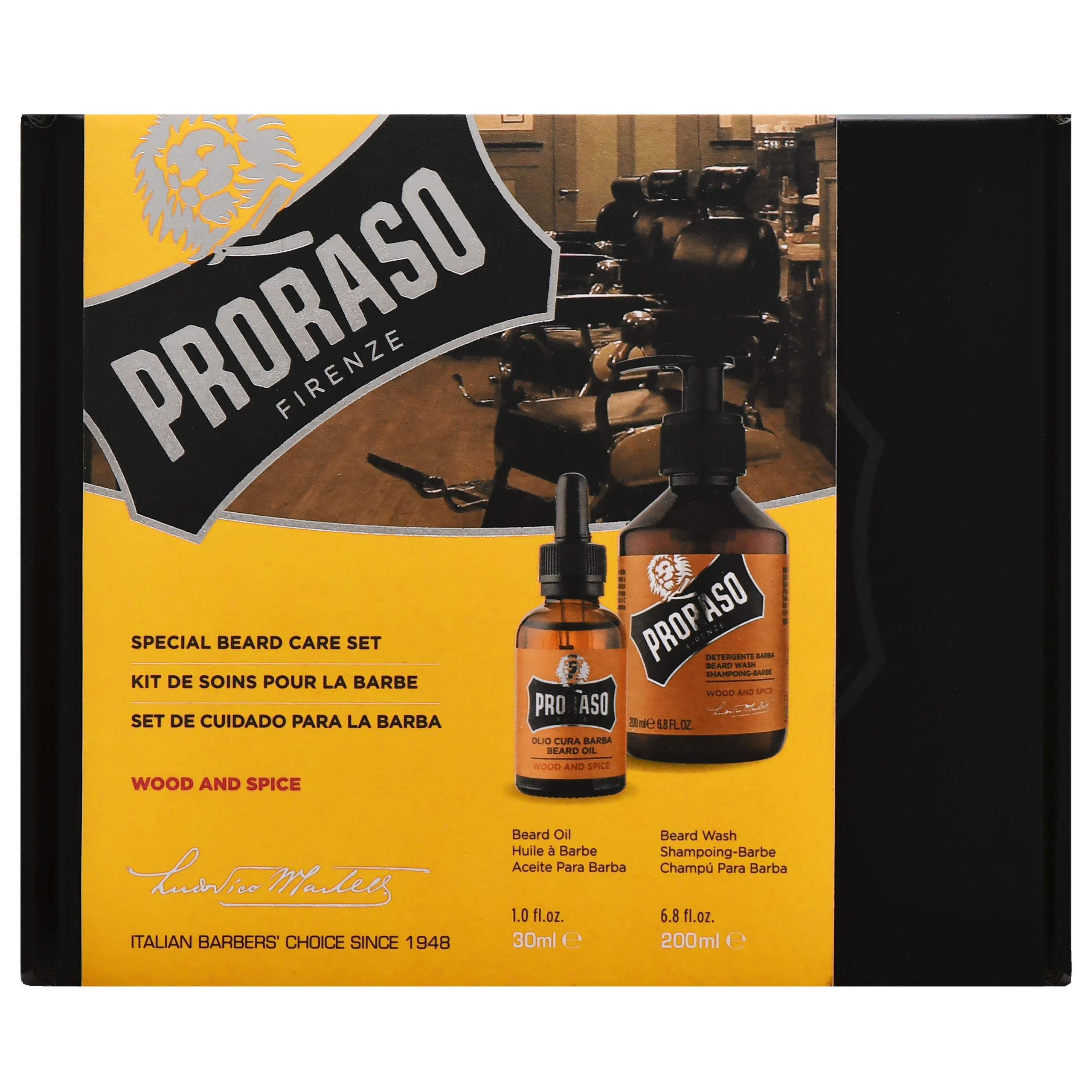 Proraso Wood & Spice Duo Beard Care Kit - zestaw do pielęgnacji brody, drzewo i przyprawy, 30ml + 200ml