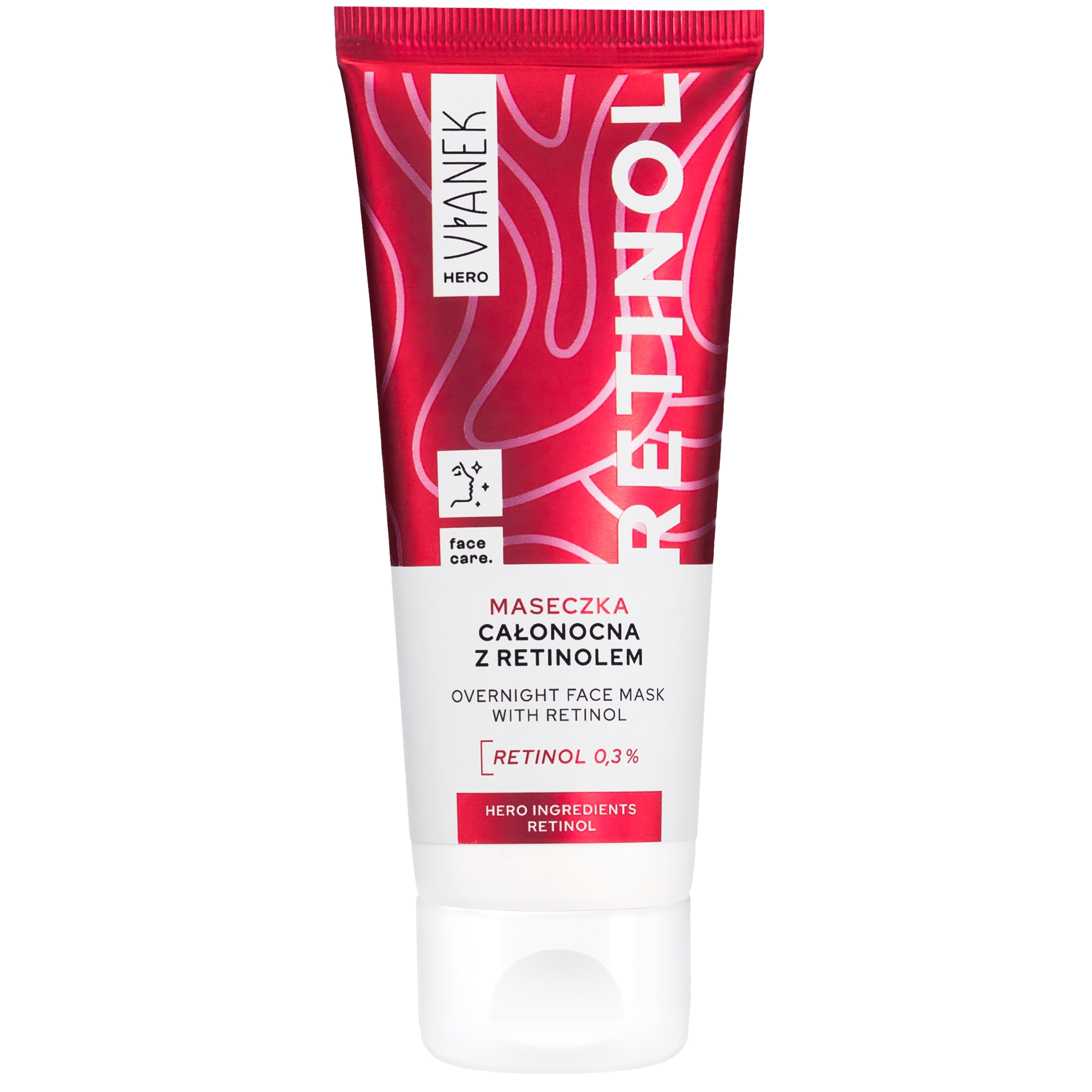 Vianek Hero Retinol Maska - regenerująca maska do twarzy na noc z retinolem 0,3%, 75ml