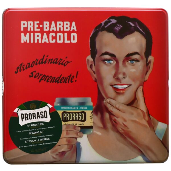Proraso Refreshing Metal Box Beard Kit – odświeżający zestaw do brody, 30ml + 100ml + 200ml