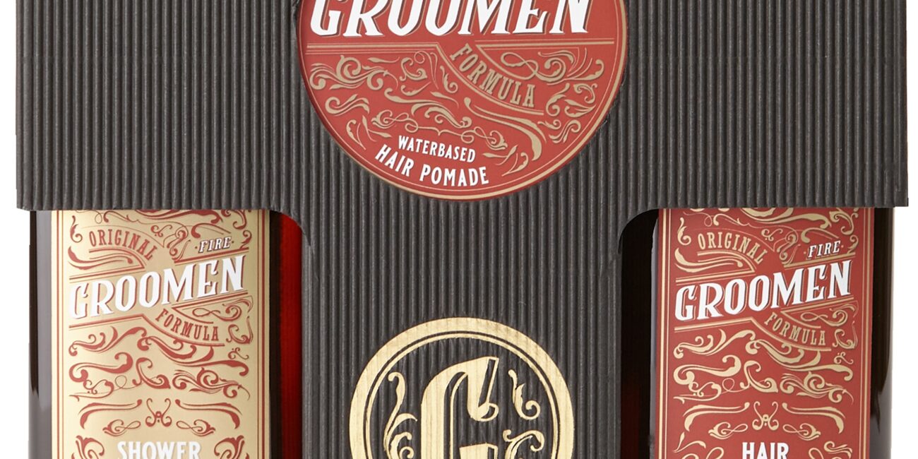 Groomen FIRE Zestaw do ciała i włosów – żel pod prysznic, szampon i pomada do włosów, 2x300ml+120g