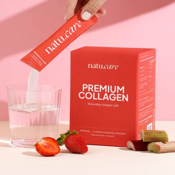 Kolagen 5000 mg Premium Natu.Care, smak truskawka-rabarbar