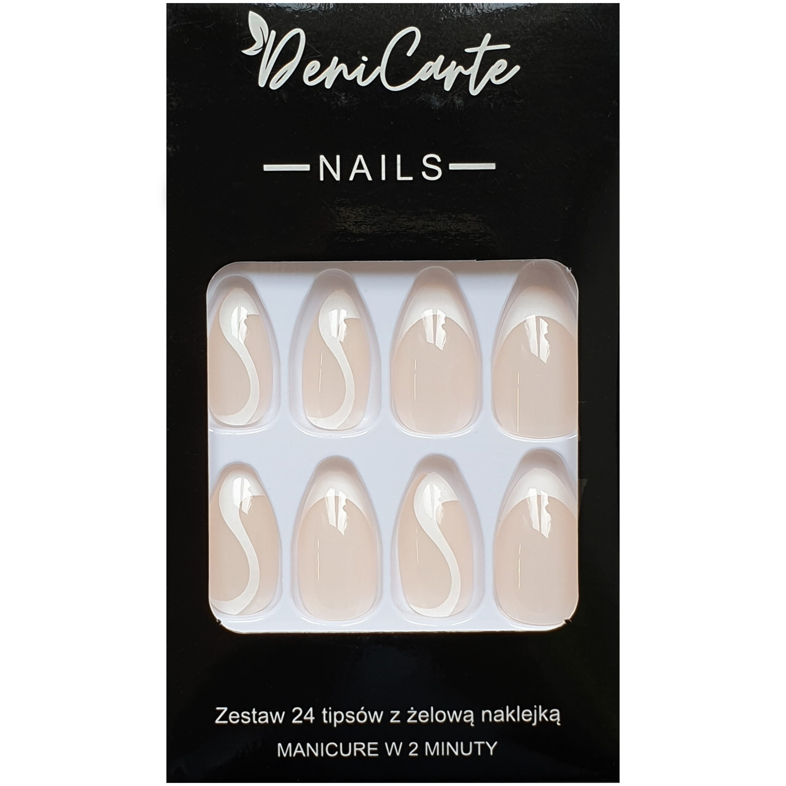 Deni Carte Tipsy French - sztuczne paznokcie w stylu francuskim, różne wzory White French Swirl | Białe Zawijasy