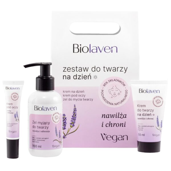 Biolaven Zestaw do twarzy na dzień (torebka) – kompleksowa pielęgnacja cery, 150ml+50ml+15ml