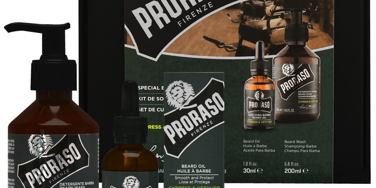 Proraso Cypress & Vetyver Duo Pack – szampon i olejek do brody, 200ml+30ml