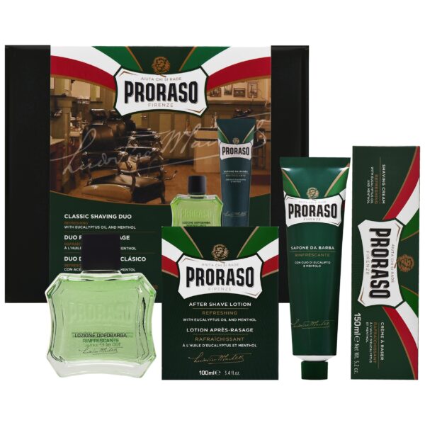 Proraso Refreshing Metal Box Beard Kit – odświeżający zestaw do brody, 30ml + 100ml + 200ml