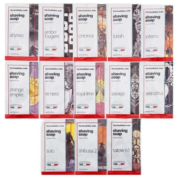 Goodfellas Smile Zestaw testowy mydeł do golenia 13 saszetek x 5ml
