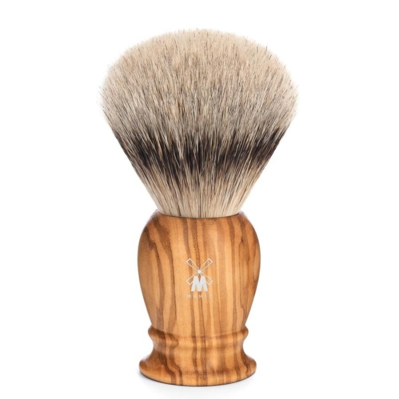 Pędzel do golenia Muhle CLASSIC 93H250, borsuk SILVERTIP, drzewo oliwne