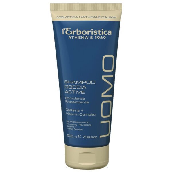 Erboristica Uomo ACTIVE Kofeina męski szampon i żel pod prysznic 2w1 200ml (niebieska tubka)