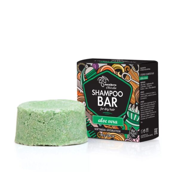 Macrovita Olive.elia Aloe Vera naturalny szampon w kostce do włosów suchych z bio-oliwą, pantenolem i witaminą E 80g