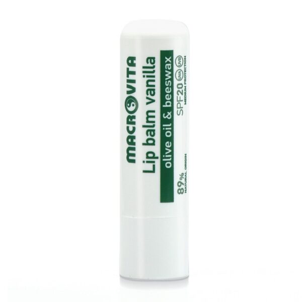 Macrovita balsam do ust z oliwą i woskiem pszczelim SPF20 Wanilia 4.8g