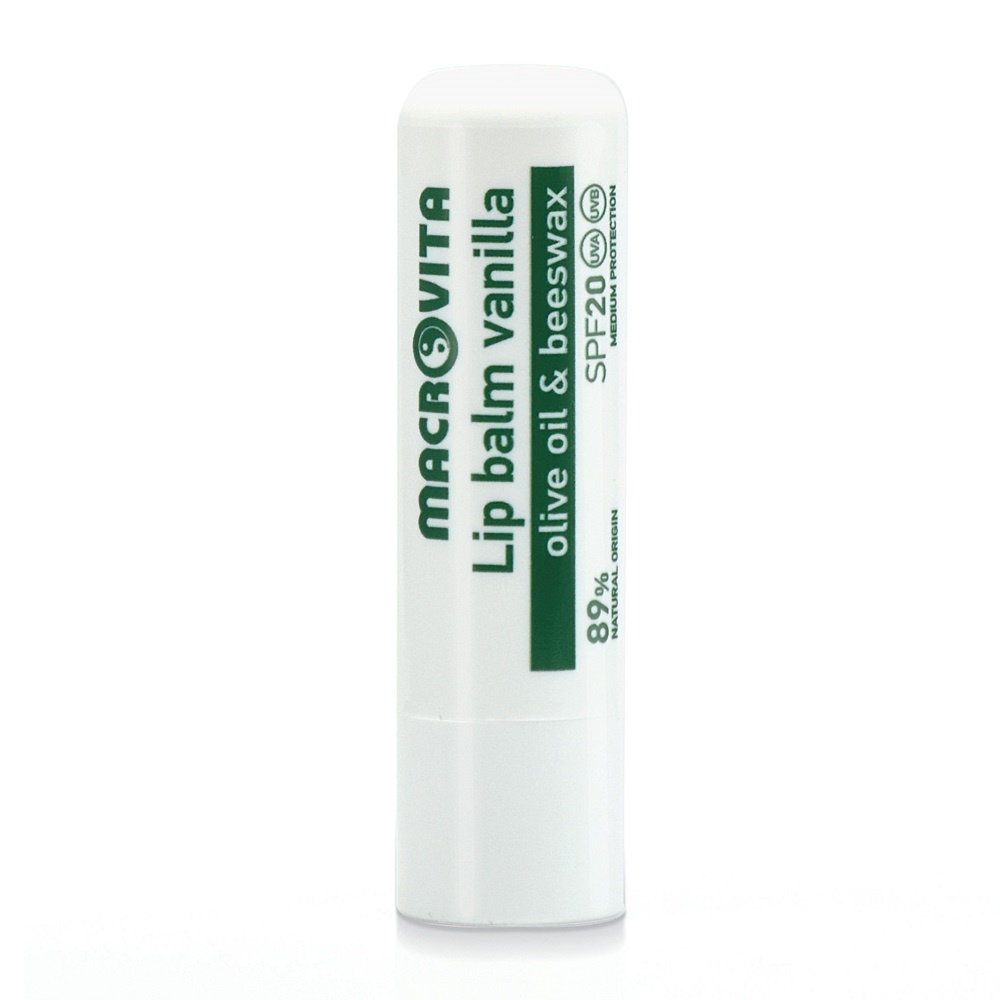 Macrovita balsam do ust z oliwą i woskiem pszczelim SPF20 Wanilia 4.8g