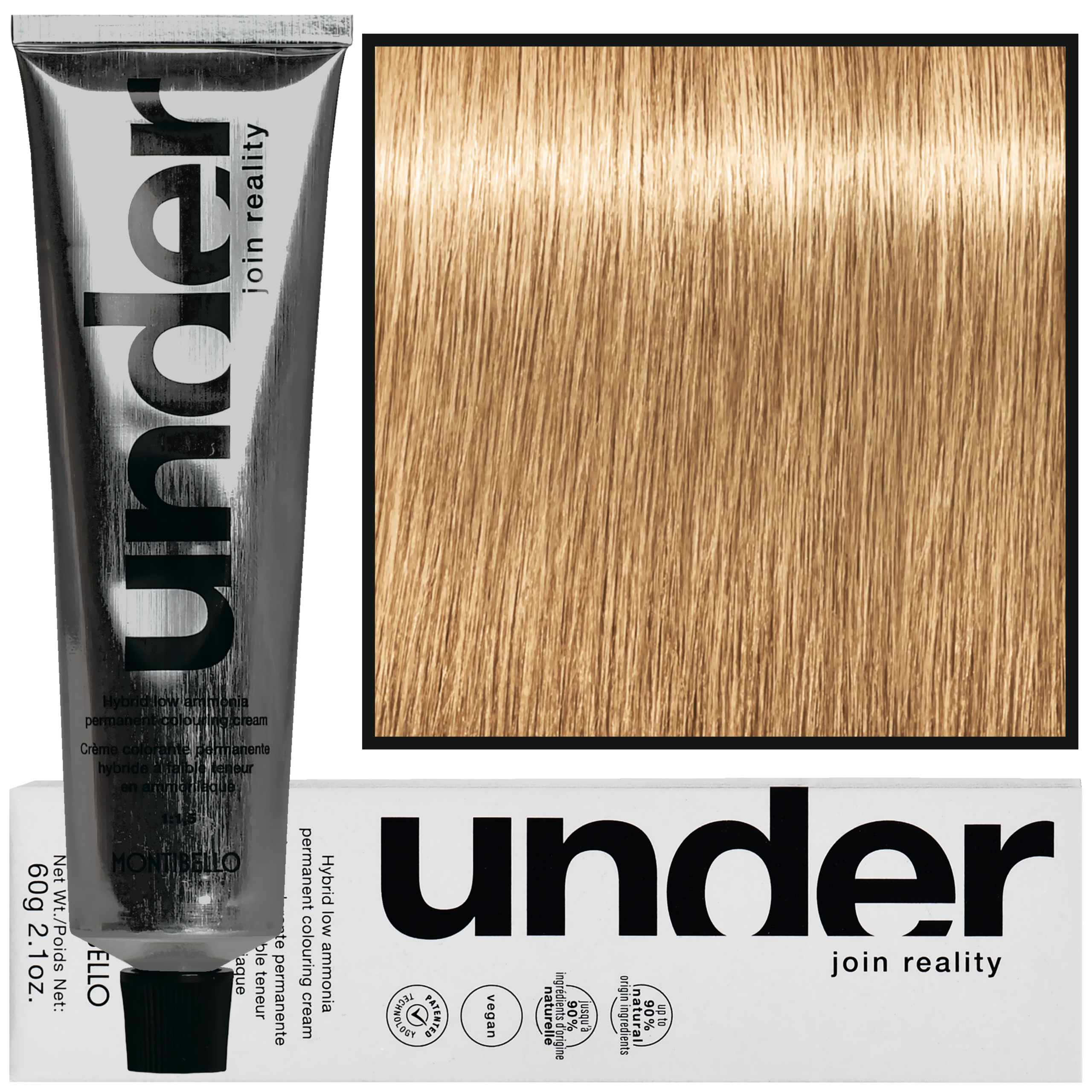 Montibello Under – profesjonalna farba do włosów, 60ml 9.0 / 9N | Naturalny Bardzo Jasny Blond