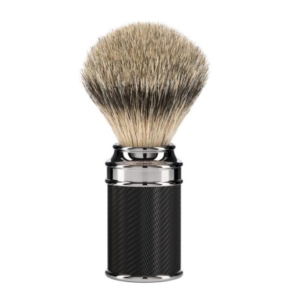 Pędzel do golenia Muhle DE 091M89 BLACK, borsuk SILVERTIP, metal czarno-srebrny