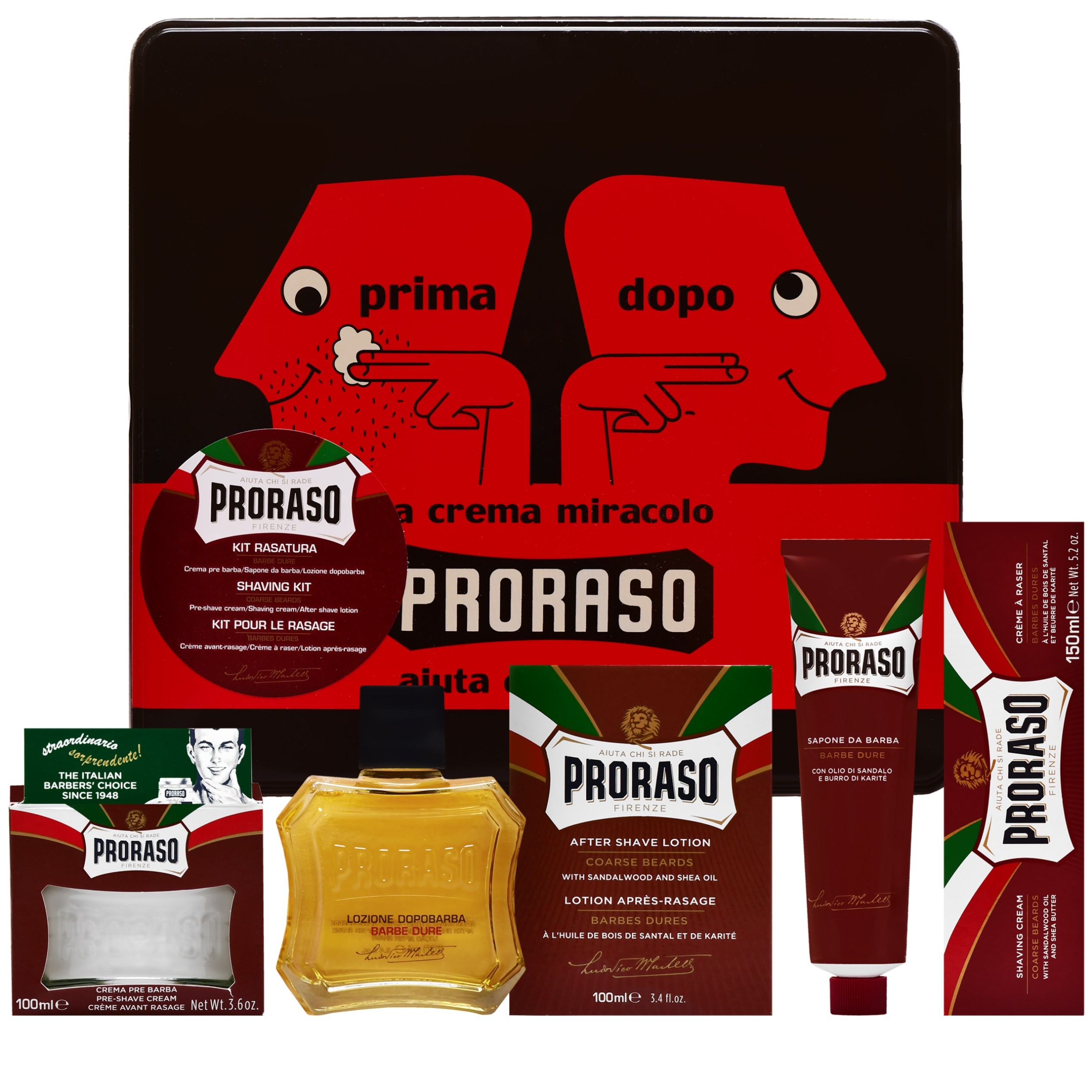 Proraso Red Nourishing Shaving Gift Box – zestaw do golenia, krem 100ml, lotion 100ml oraz mydło 150ml
