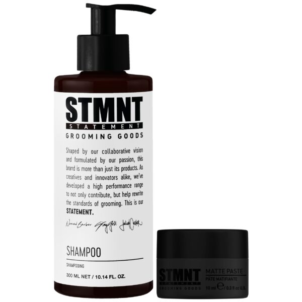 STMNT Szampon 300 ml + Pasta do stylizacji 10 ml - wegański zestaw dla mężczyzn