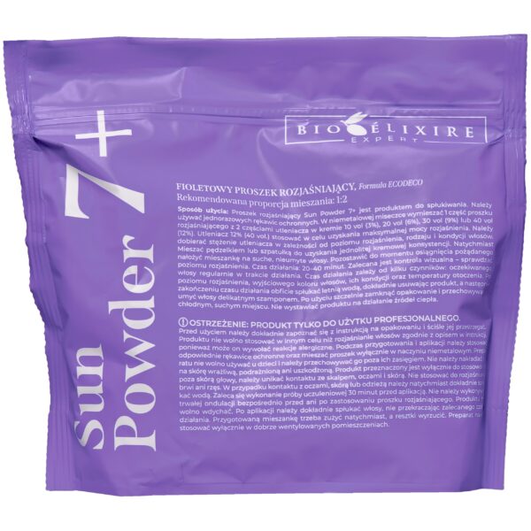 Bioelixire SunPowder Rozjaśniacz 7+ – rozjaśniacz do włosów w proszku, 500 g
