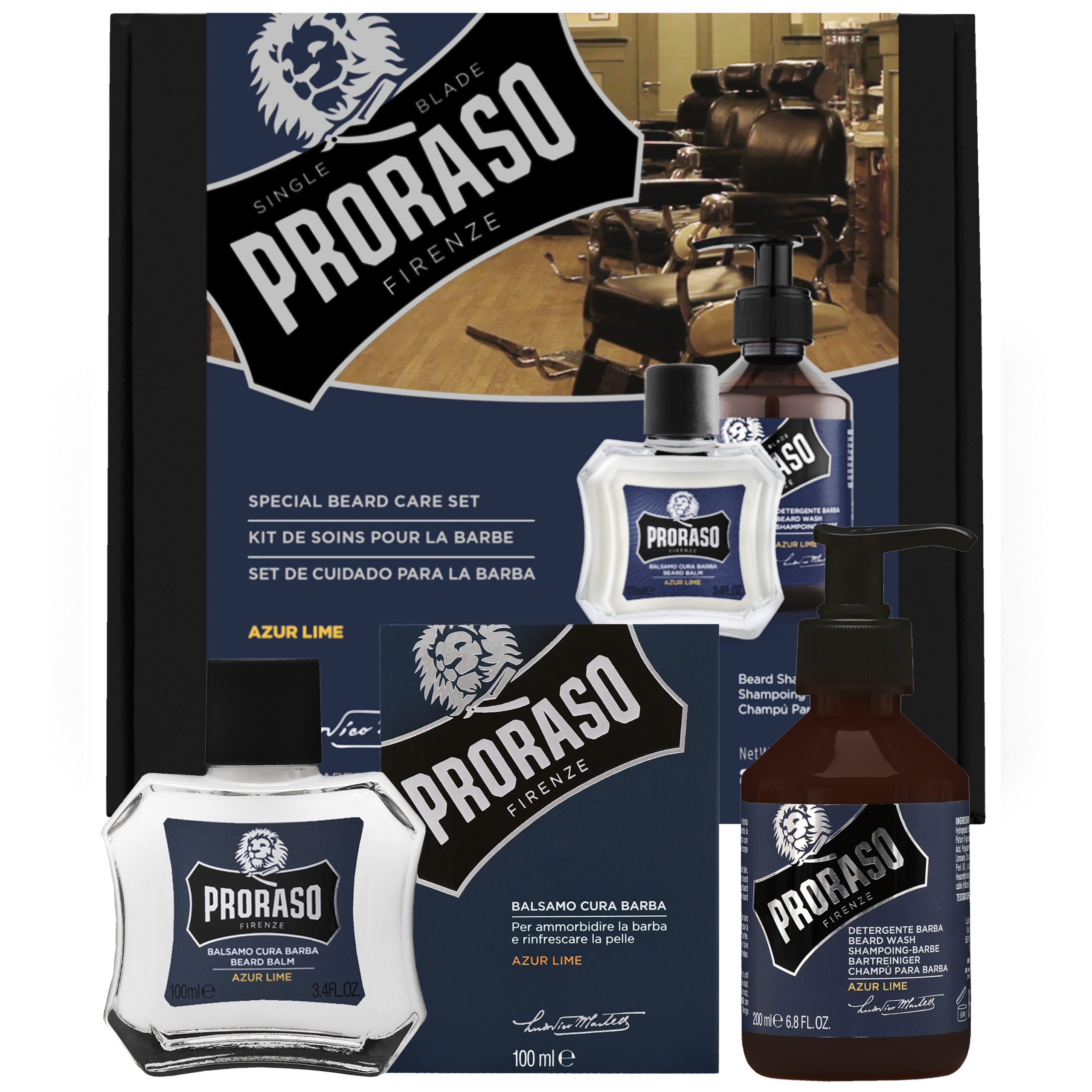 Proraso Azur Lime Duo Pack Balm + Beard Wash – zestaw do brody, balsam 100 ml + szampon 200 ml