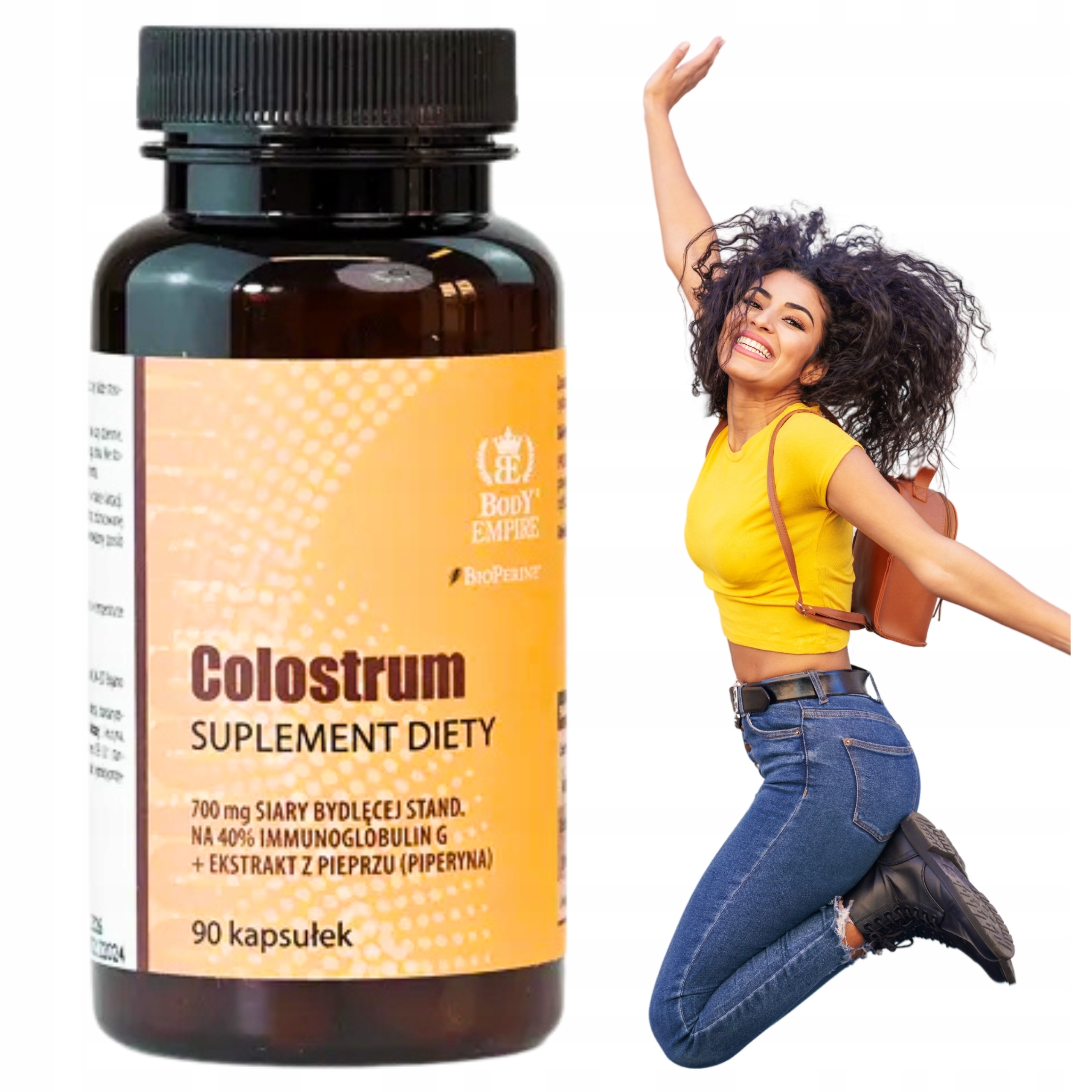 Colostrum Siara Bydlęca 700 mg + BioPerine 90 Kaps Na Odporność Body Empire