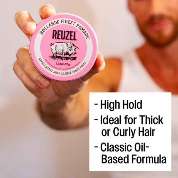 Reuzel New Duża Różowa (Grease Heavy) mocna pomada woskowa do włosów 95g (duża różowa)