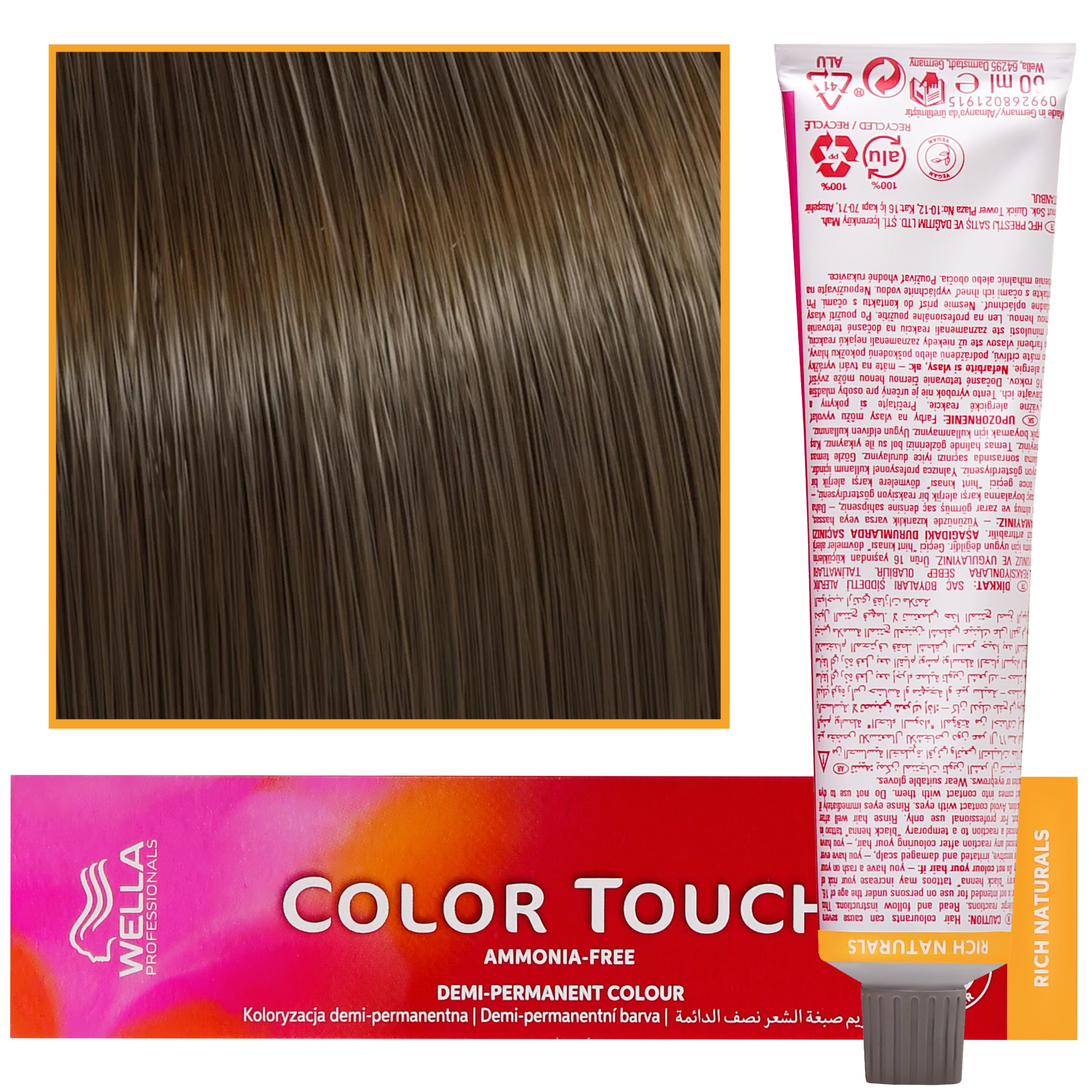 Wella Color Touch - profesjonalna farba do włosów bez amoniaku, 60 ml 6/3 Ciemny Złoty Blond