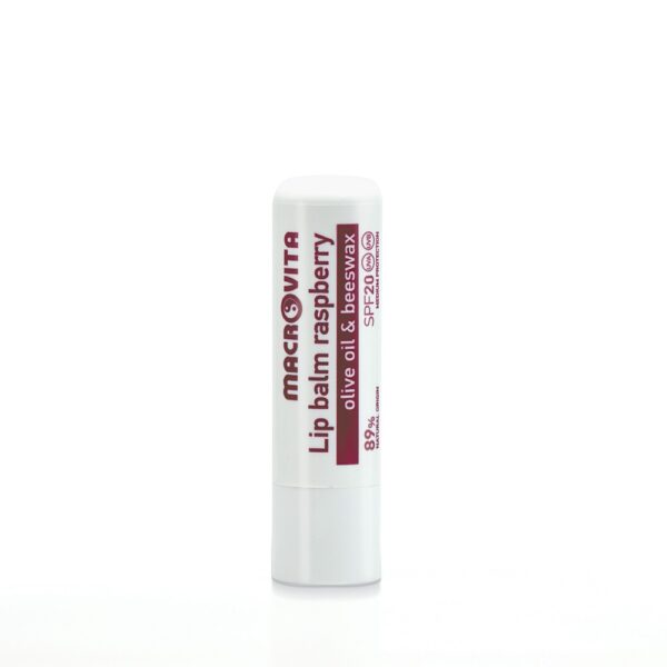 Macrovita balsam do ust z oliwą i woskiem pszczelim SPF20 Malina 4.8g