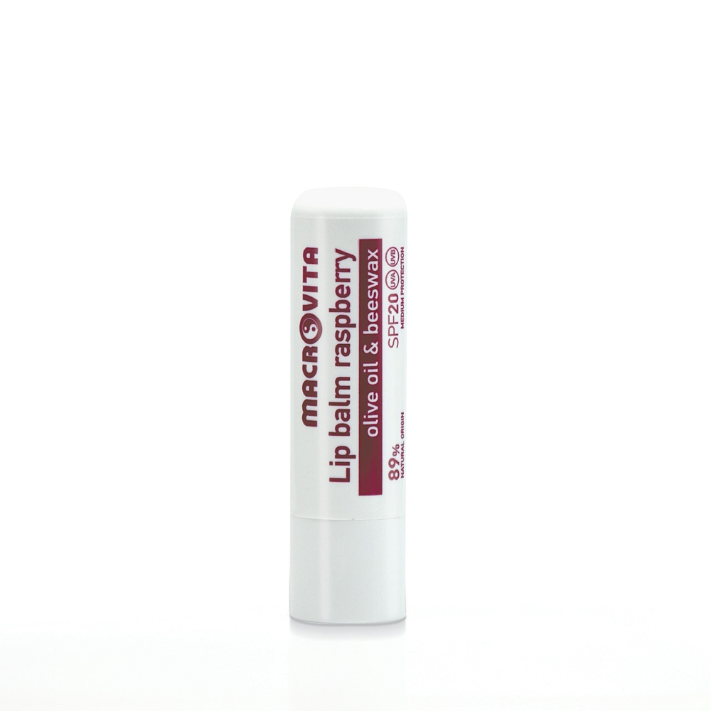 Macrovita balsam do ust z oliwą i woskiem pszczelim SPF20 Malina 4.8g