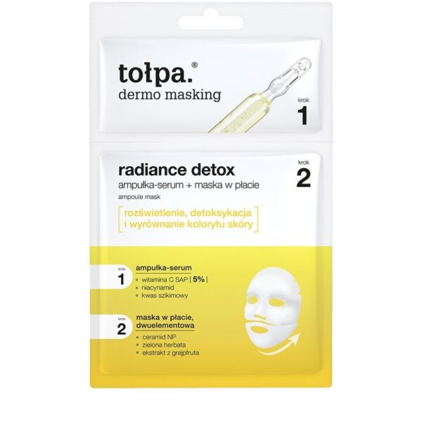 tołpa. dermo masking dwuetapowa maska w płachcie, radiance detox ampoule mask, 1 szt.