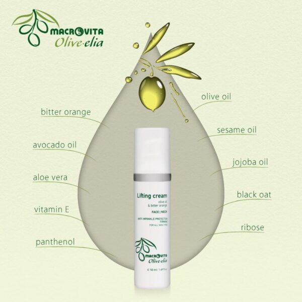 Macrovita Olive.elia naturalny krem liftingujący na twarz i szyję z bio-oliwą i czarnym owsem 50ml