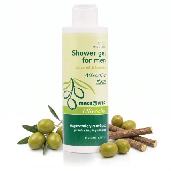 Macrovita Olive.elia Attractive żel pod prysznic dla mężczyzn z bio-oliwą i lukrecją 200ml