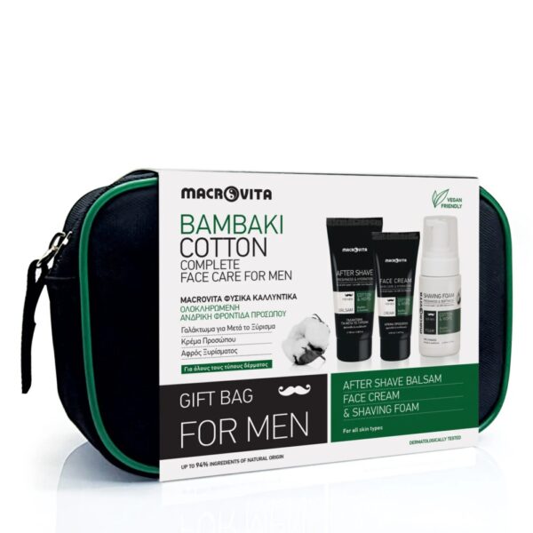 Zestaw Macrovita Men: balsam po goleniu 100ml + krem do twarzy 50ml + pianka do golenia 125ml + kosmetyczka