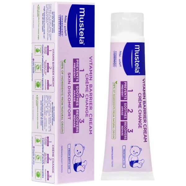 Mustela 1-2-3 Vitamin Barrier Cream - ochronny krem pod pieluszkę dla niemowląt i dzieci, 100ml