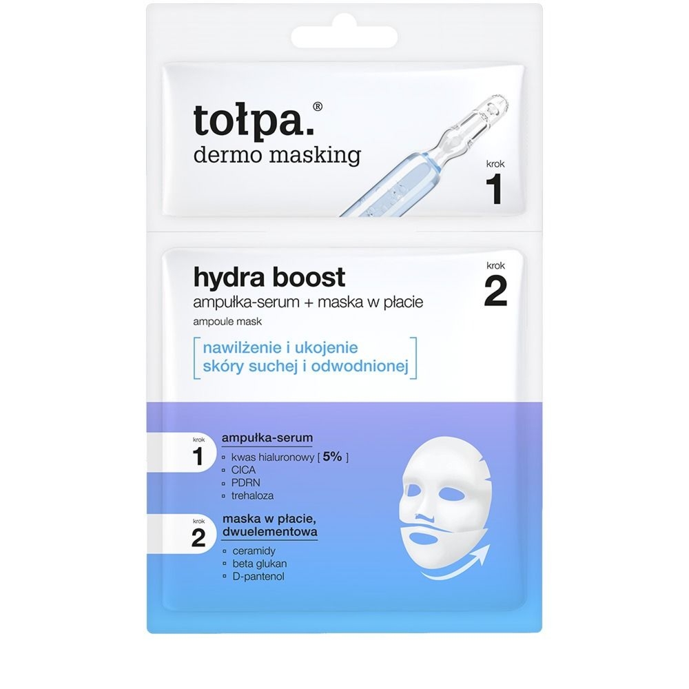 tołpa. dermo masking dwuetapowa maska w płachcie, hydra boost ampoule mask, 1 szt.