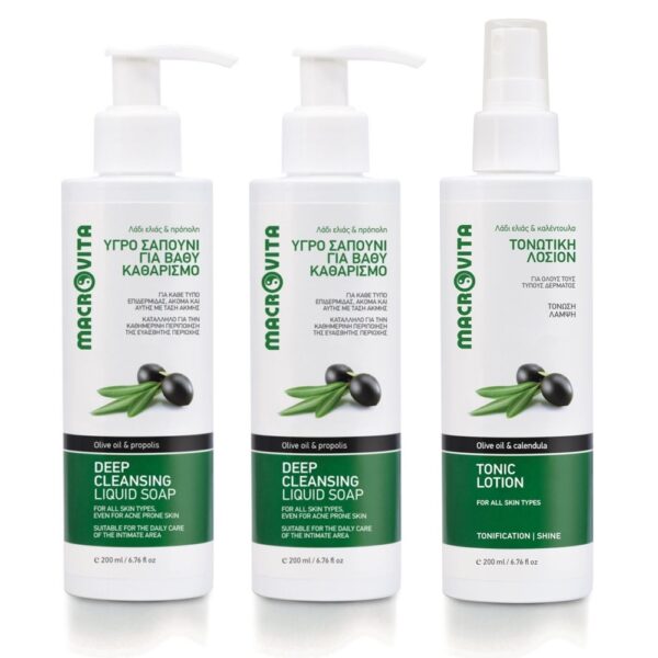 Zestaw Macrovita: żel oczyszczający do twarzy 200ml (2szt.) + tonik oczyszczający do twarzy 200ml (1szt.)