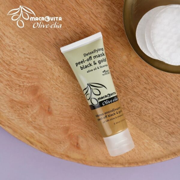 Macrovita Olive.elia detoksykująca maska peel-off z aktywnym węglem, złotem, bio-oliwą i lukrecją 40ml