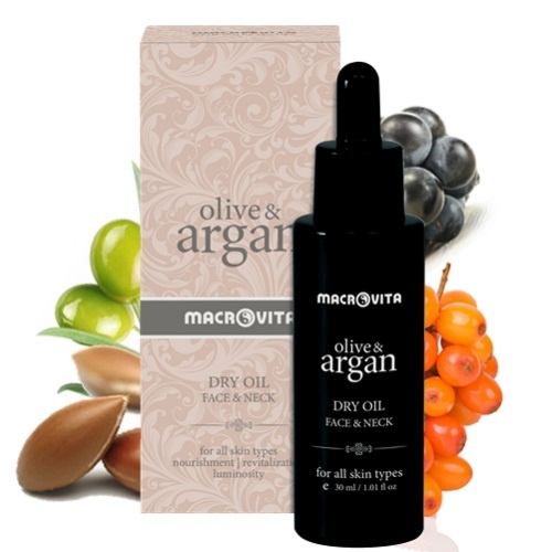 Macrovita Olive & Argan suchy olejek arganowy do twarzy i szyi 30ml