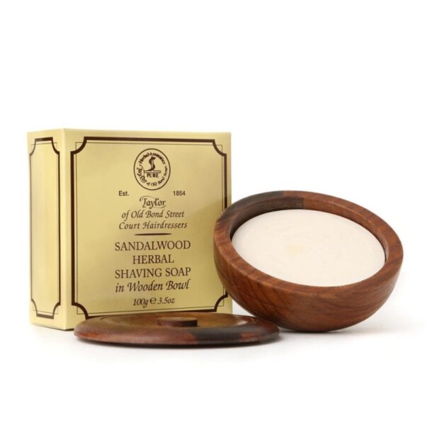 Taylor SANDALWOOD luksusowe mydło do golenia w drewnianym tyglu 100 g