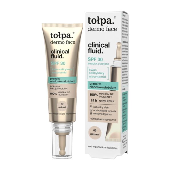 Tołpa Fluid kryjący do twarzy przeciw niedoskonałościom SPF 30, 02 natural