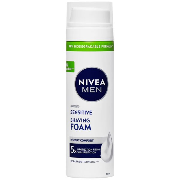 Nivea Men Sensitive Shaving Foam – łagodząca pianka do golenia dla skóry wrażliwej, 200 ml