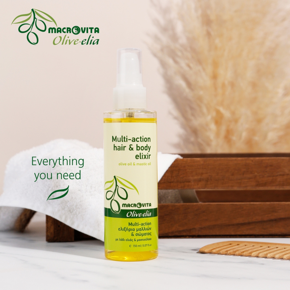 Macrovita Olive.elia Multi-action eliksir do włosów i ciała z bio-oliwą i olejkiem mastyksowym 150ml