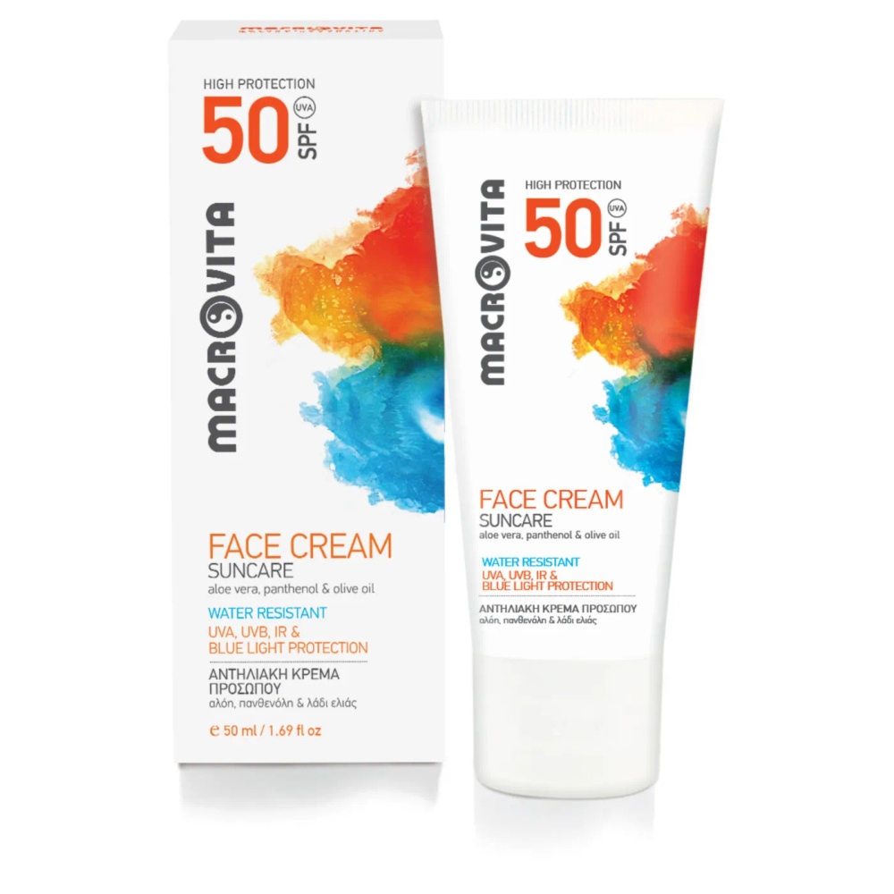 Macrovita krem do opalania twarzy SPF50 (biały) bio-aloes, panthenol i bio-oliwa 50ml