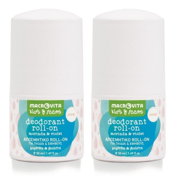 Zestaw Macrovita Kids & Teens Coral naturalne dezodoranty w kulce dla dziewczynek z morindą i fiołkiem 50ml (2 szt.)