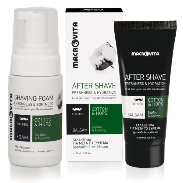 Zestaw Macrovita Men: pianka do golenia 125ml + balsam po goleniu 100ml