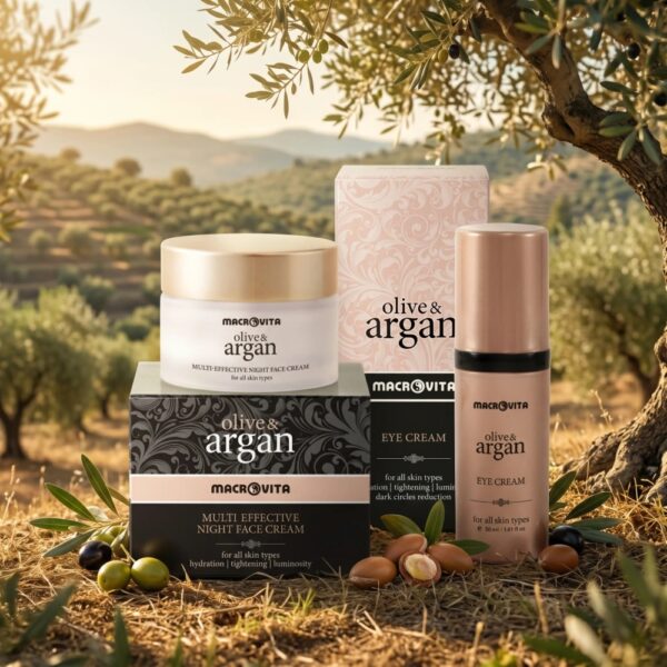 Zestaw Macrovita Olive & Argan: środziemnomorska tajemnica piękna i młodości dla twarzy i oczu