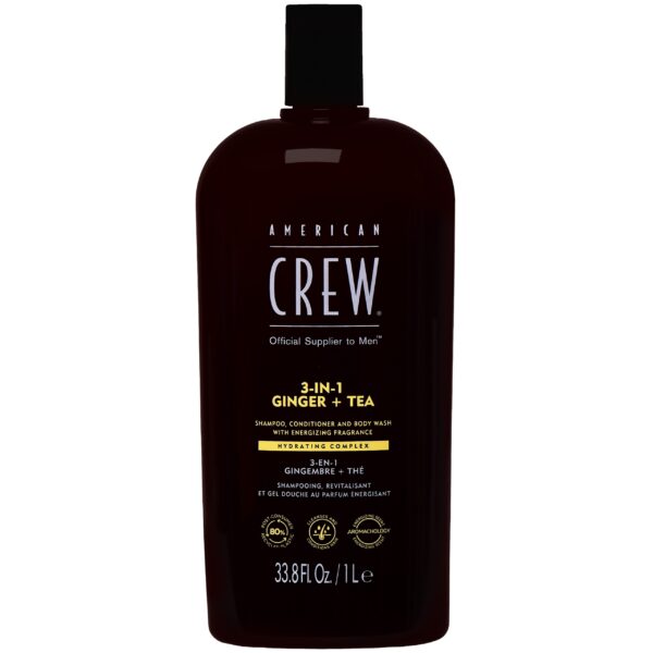 American Crew 3in1 Ginger + Tea Gel - szampon, odżywka i żel pod prysznic 3w1 do każdego rodzaju włosów, 1000ml