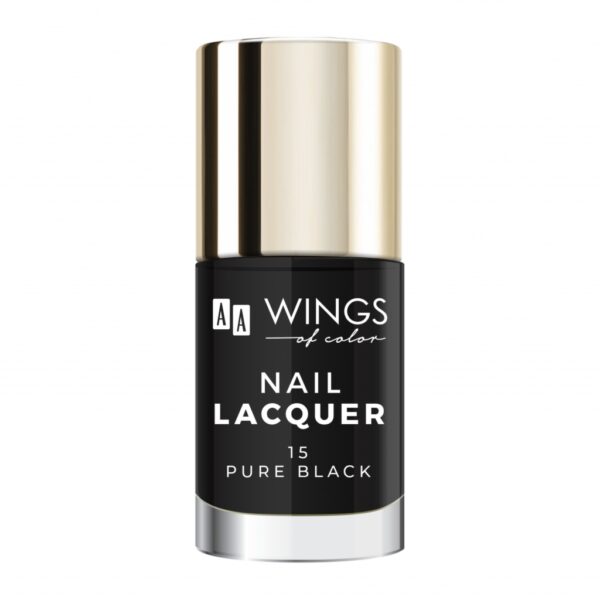 AA WINGS OF COLOR Nail Lacquer Lakier do paznokci 15 Pure Black 10 ml