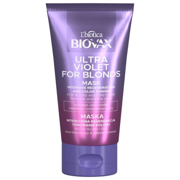 BIOVAX Ultra Violet Intensywnie regenerująca maseczka tonująca do włosów blond i siwych 150 ml