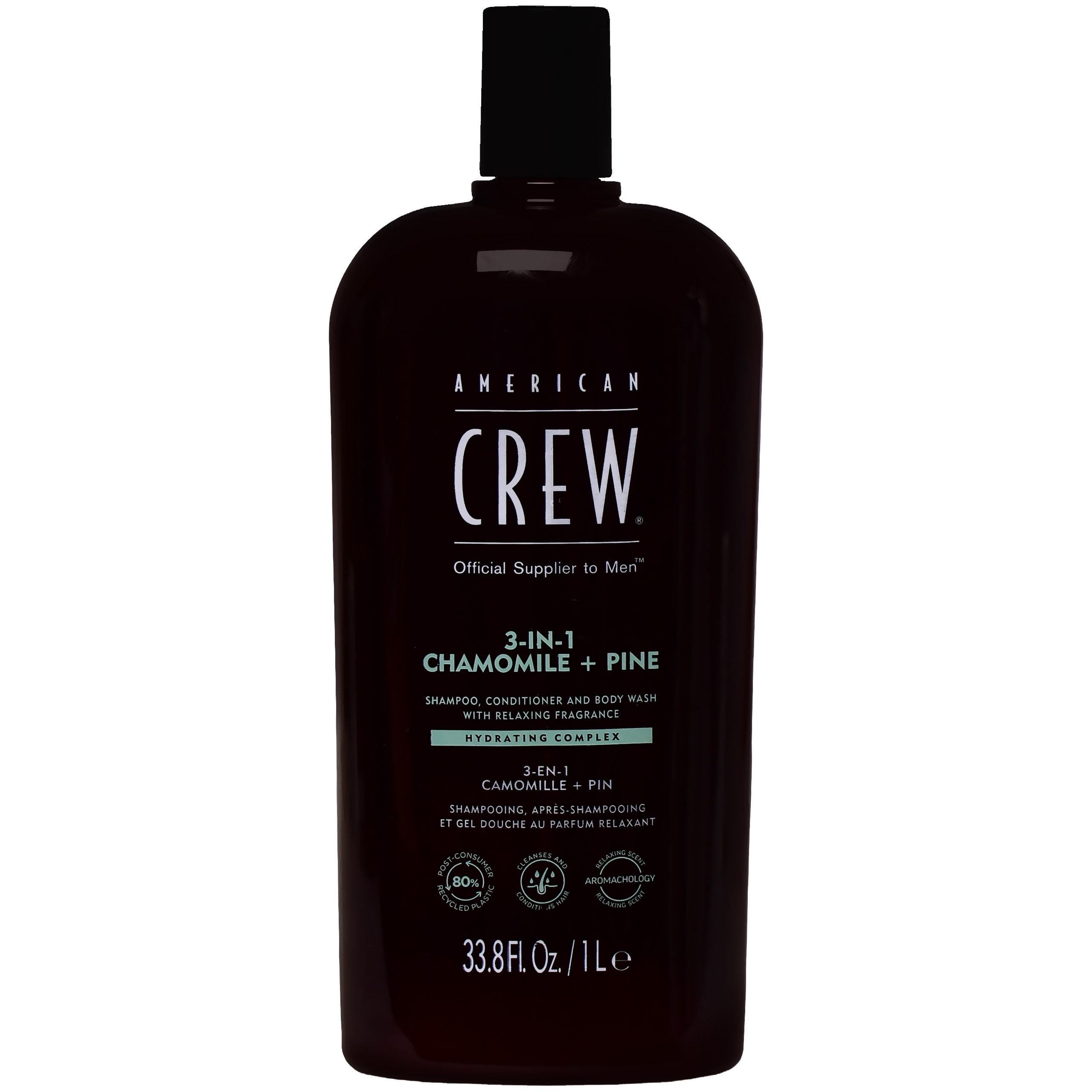 American Crew 3in1 Chamom+Pine Gel - szampon, odżywka i żel pod prysznic 3w1 do codziennej pielęgnacji, 1000ml