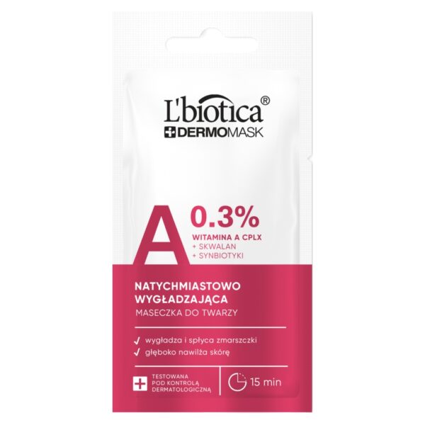 L'BIOTICA Dermomask ekspresowo wygładzająca maska z witaminą A 8 ml