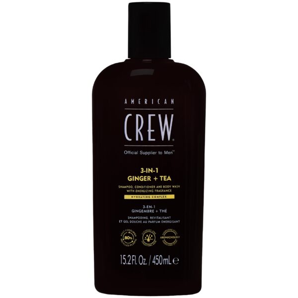 American Crew 3in1 Ginger + Tea Gel - oczyszczający żel 3w1 do włosów i ciała, 450ml