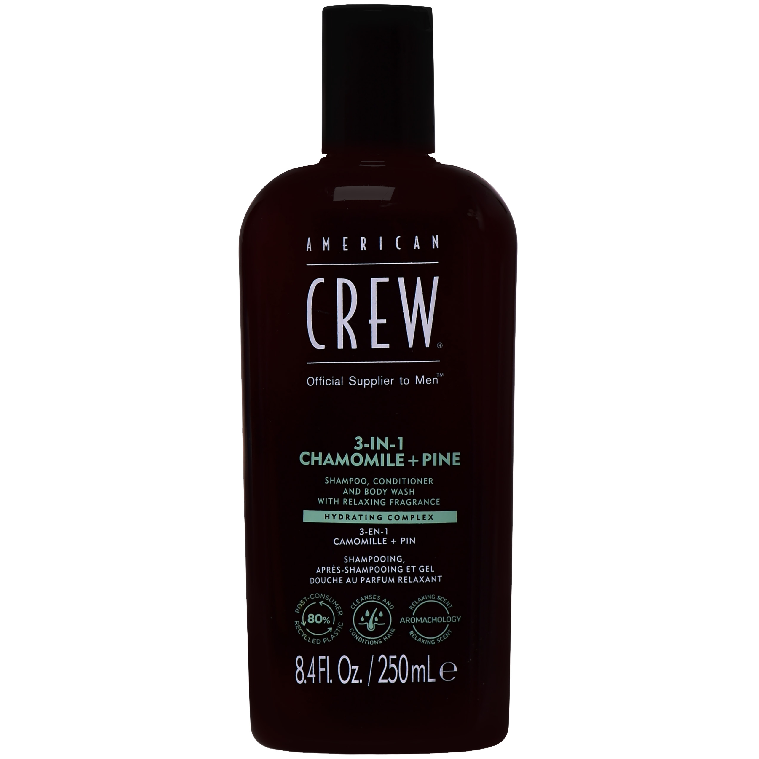 American Crew 3in1 Chamom+Pine Gel - szampon, odżywka i żel pod prysznic 3w1 do codziennej pielęgnacji, 250ml